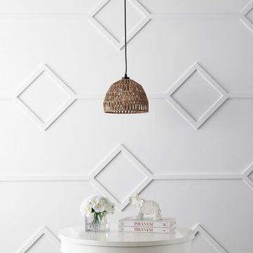 Campana 20" Bohemian Modern Woven Rattan/Iron LED Pendant